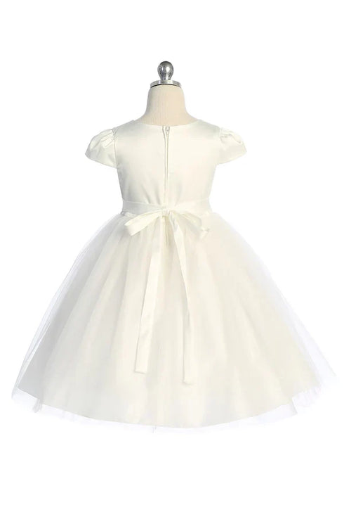 Big Girls Cap Sleeve Waistline Trim Satin Tulle Plus Size Dress 16.5-20.5